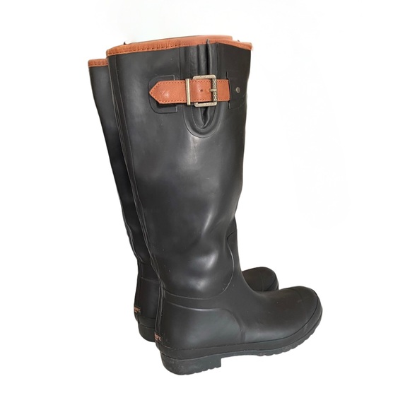 Sperry Top Sider Walker Haze Tall Rubber Rain Riding Boots Black and Brown 8 - Picture 4 of 11